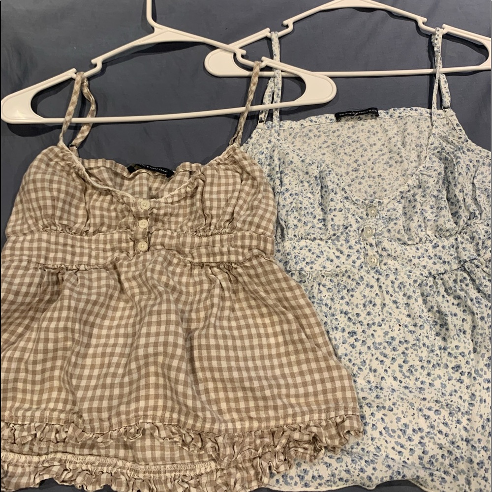 2 Brandy Melville Tiffany Tanks |Gingham Tiffany Tank |Blue Floral Tiffany Tank